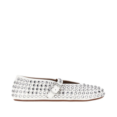 strass-embellished leather ballerinas