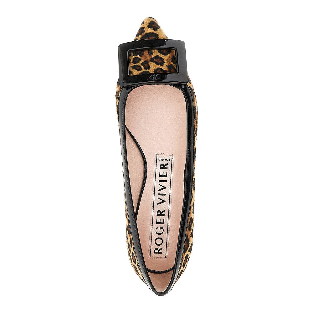 ROGER VIVIER 36+ leopard calfhair gommettine ballet flats