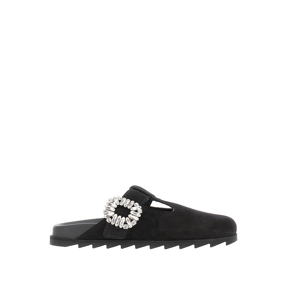 ROGER VIVIER 41 slidy viv suede leather mules