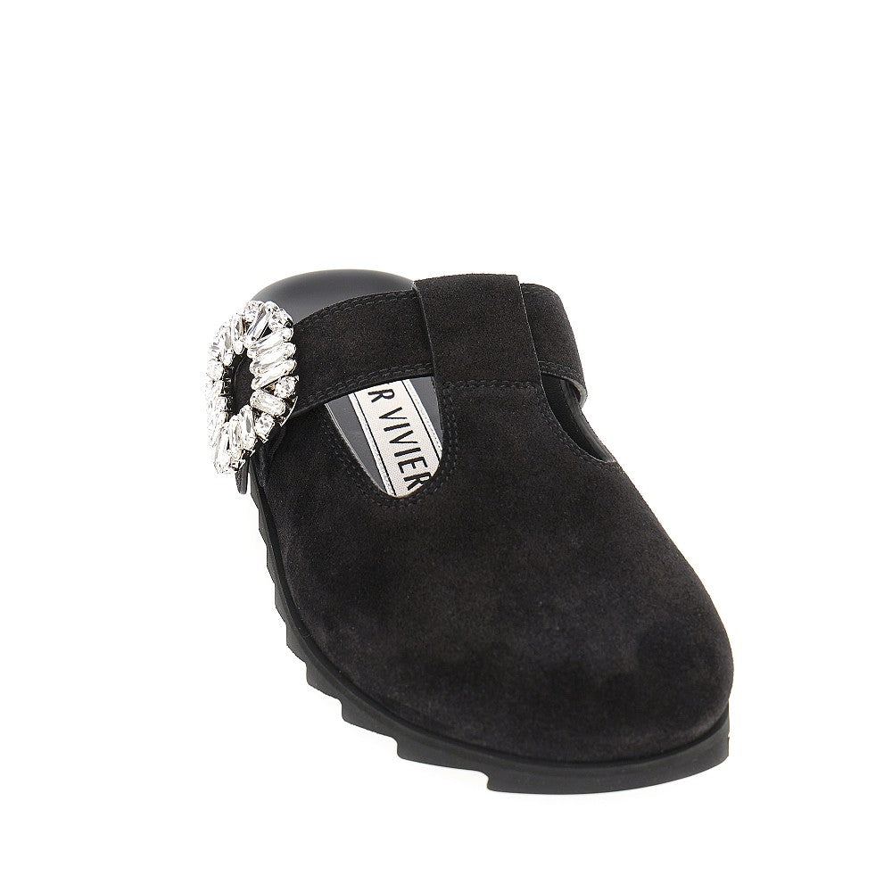 ROGER VIVIER 41 slidy viv suede leather mules