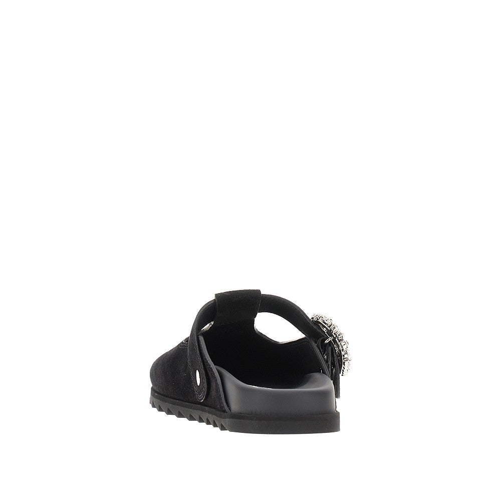 ROGER VIVIER 41 slidy viv suede leather mules