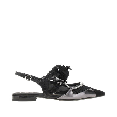 leather and mesh slingbacks