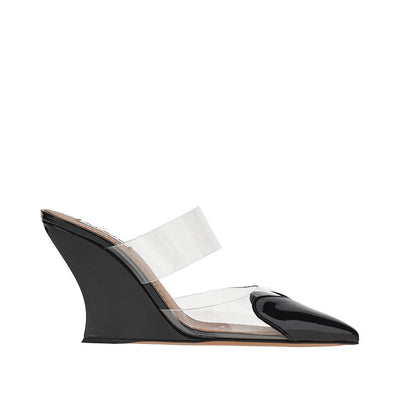 pvc and leather le coeur wedge mules
