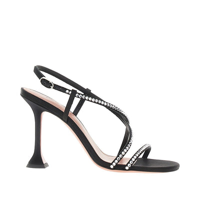 satin sally sandals with crystals