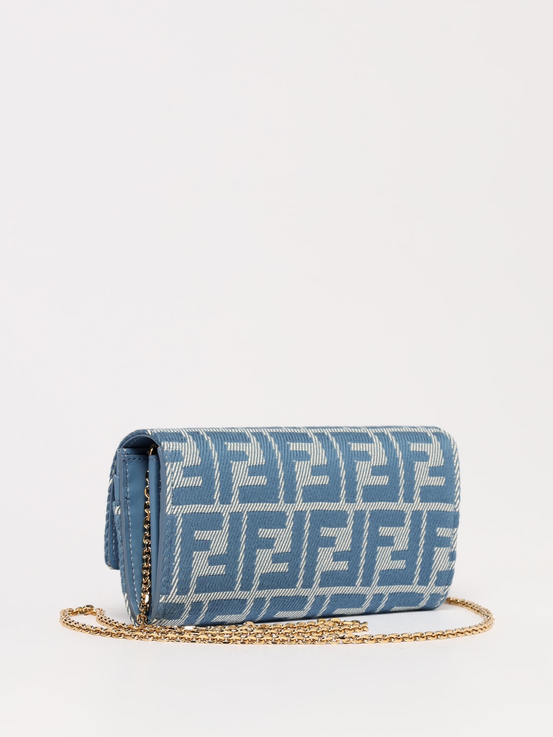 baguette ff denim chain wallet