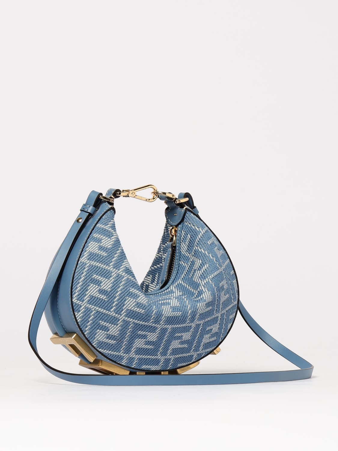 mini fendigraphy ff denim shoulder bag