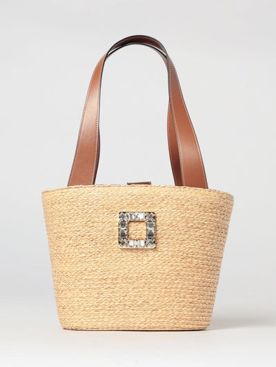 viv' skate raffia bag with jewel buckle