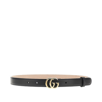 smooth leather belt with double g buckle