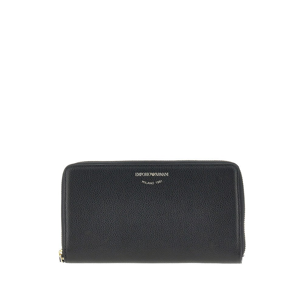 EMPORIO ARMANI OS grained leather zip-around wallet