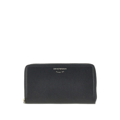 grained leather zip-around wallet