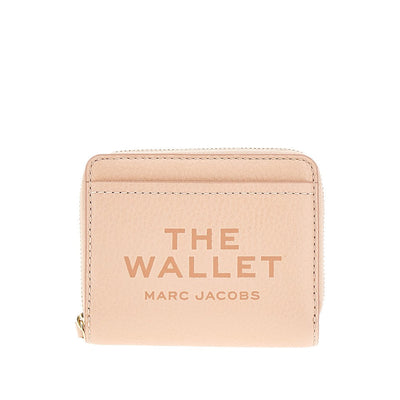 grained leather mini compact wallet