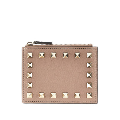 rockstud grained leather coin purse