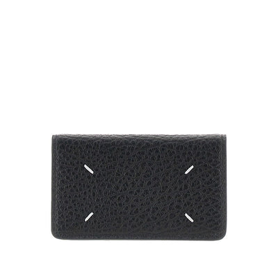 grained leather cardholder with flap