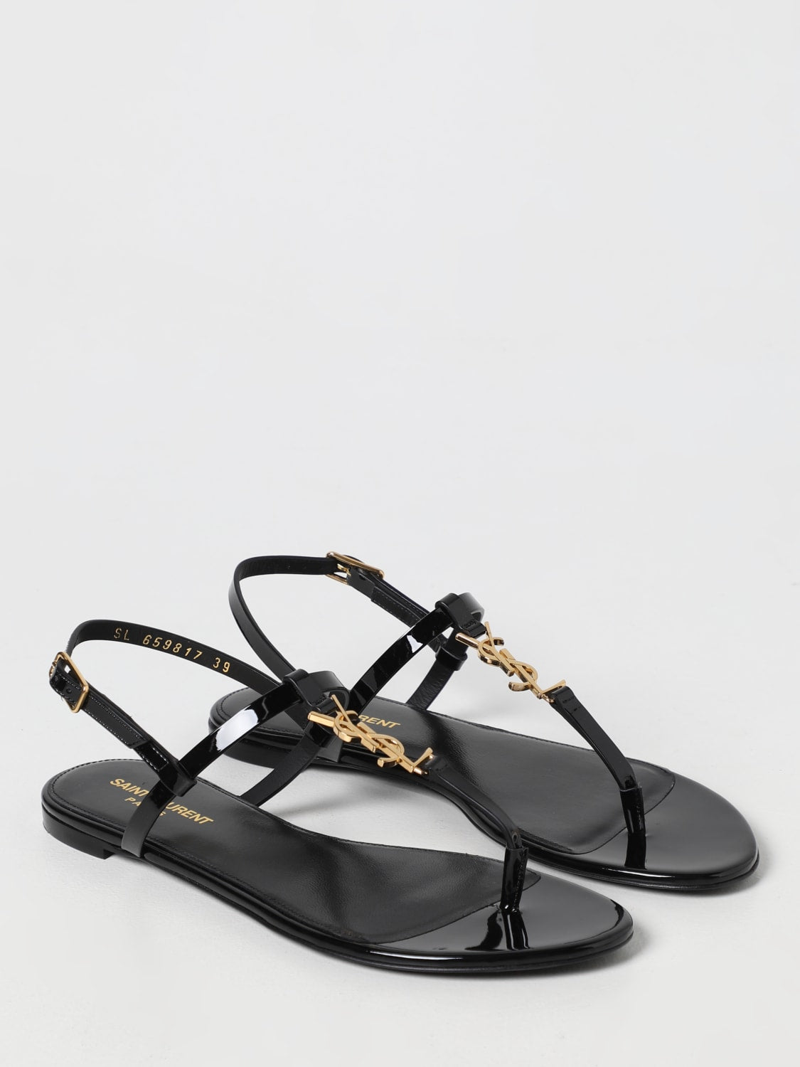 saint laurent cassandra patent leather sandals