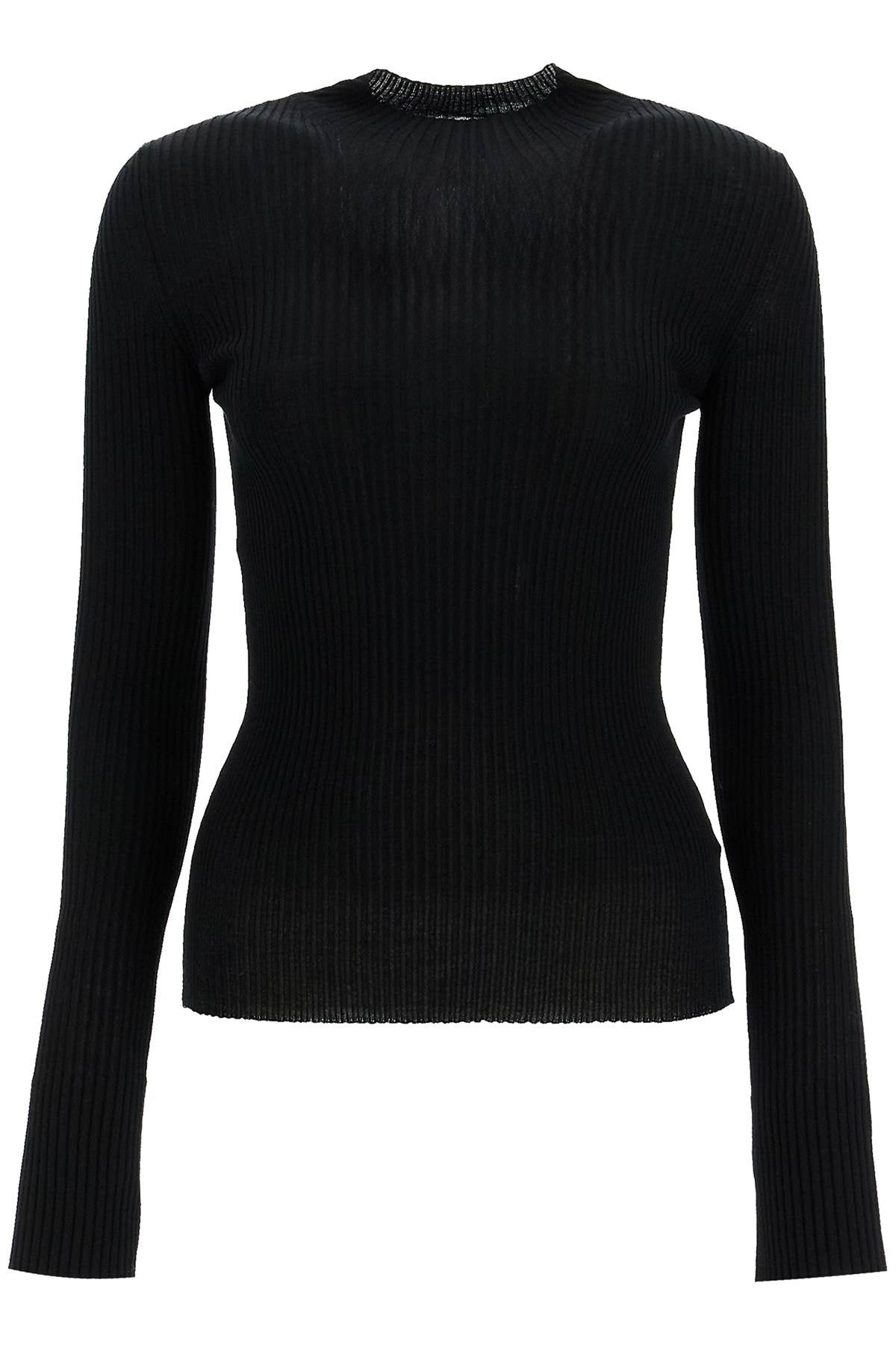 ribbed wool top with a high