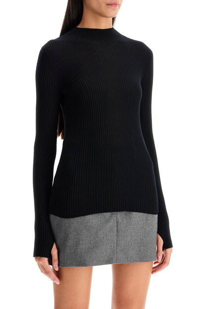 ribbed wool top with a high