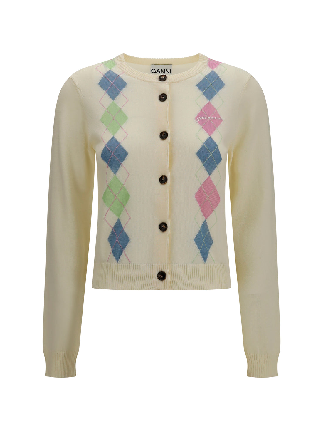 GANNI L diamond-pattern cardigan
