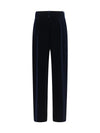 wide leg pants with double pleats in viscose and silk velvet