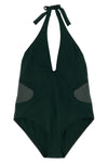 one-piece swimsuit sophistique fastened at the neck