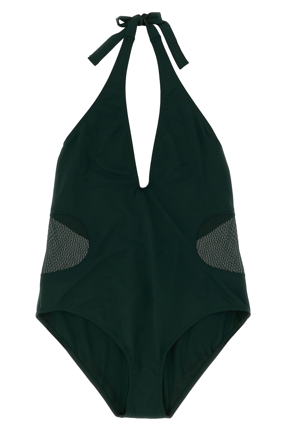 one-piece swimsuit sophistique fastened at the neck