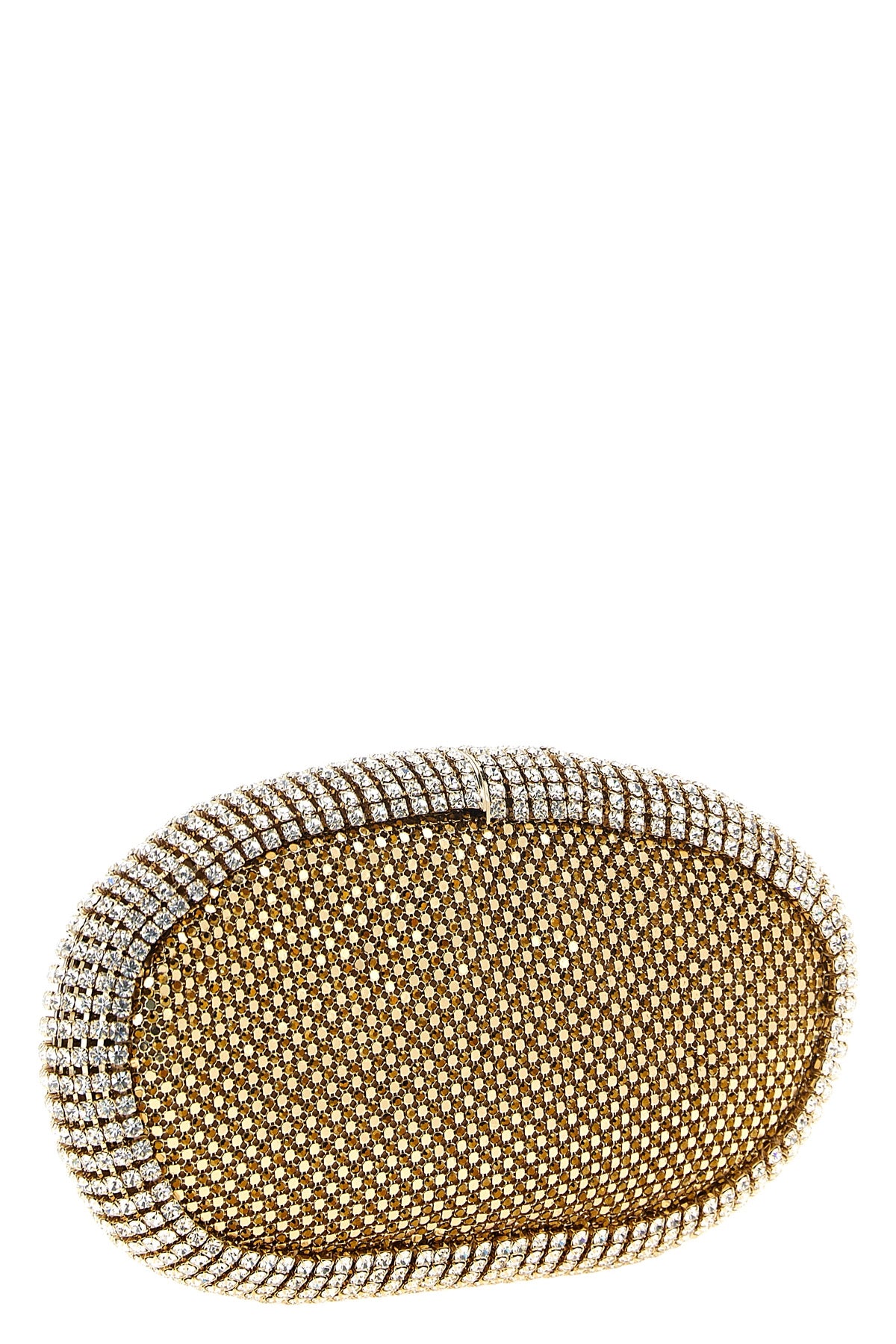 the benedetta bruzziches cher clutch bag is distinguished by a rigid oval silh