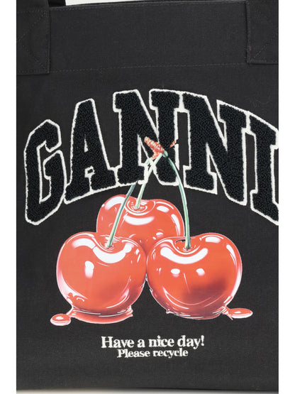 GANNI OS cherry tote bag