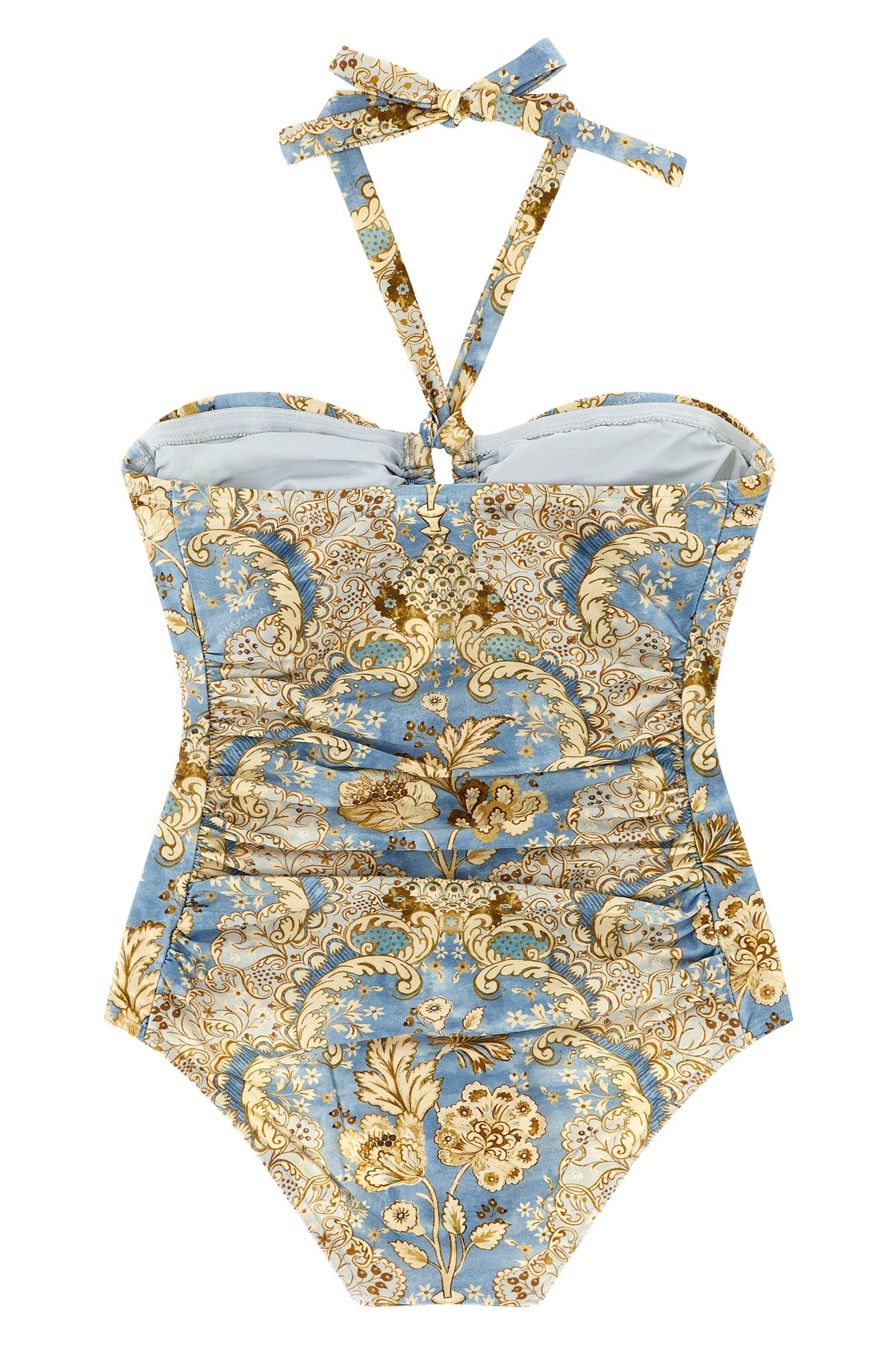 daylight floral paisley print lycra one-piece swimsuit off-the-shoulder style