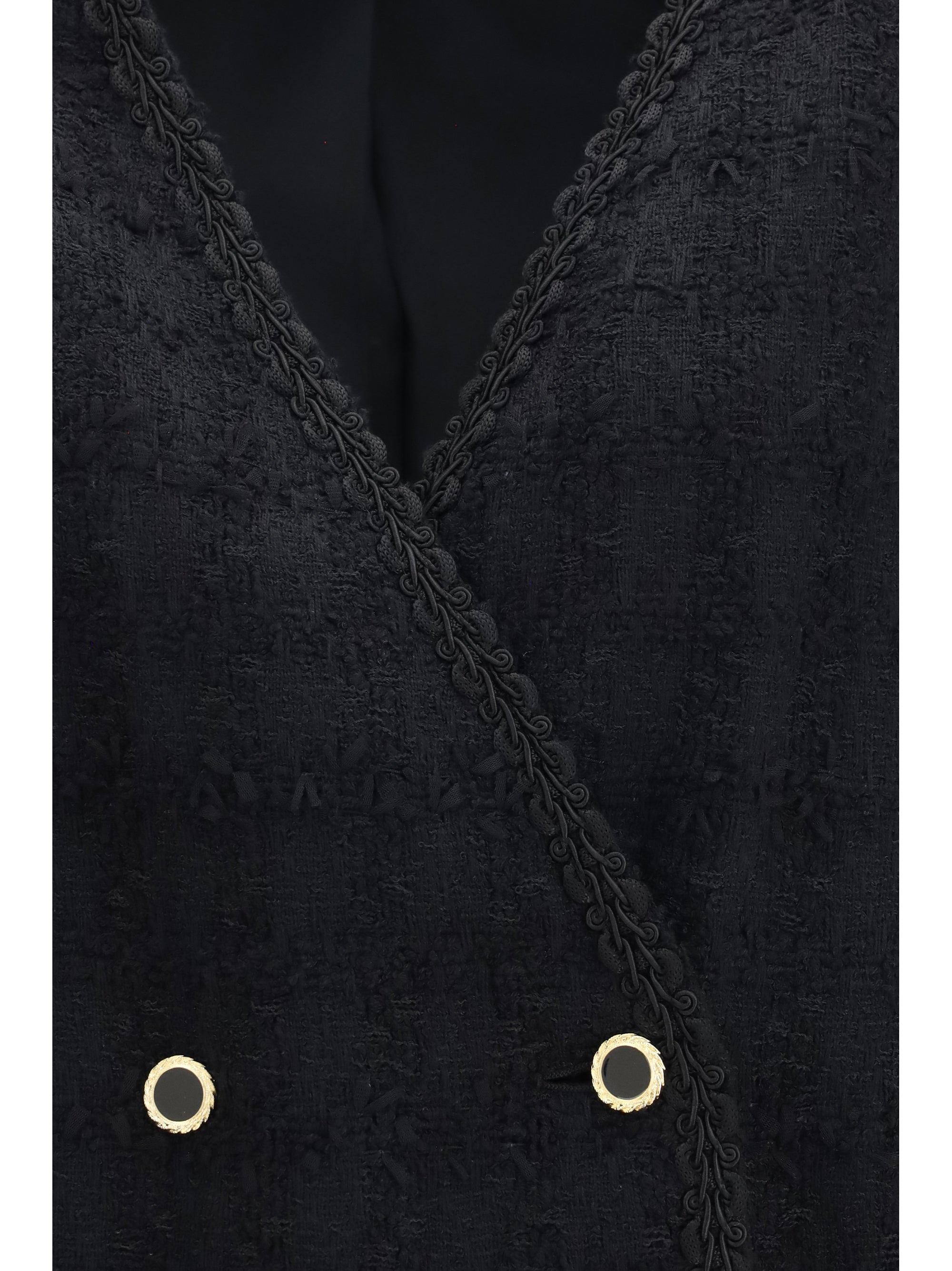 double-breasted checked bouclé tweed jacket