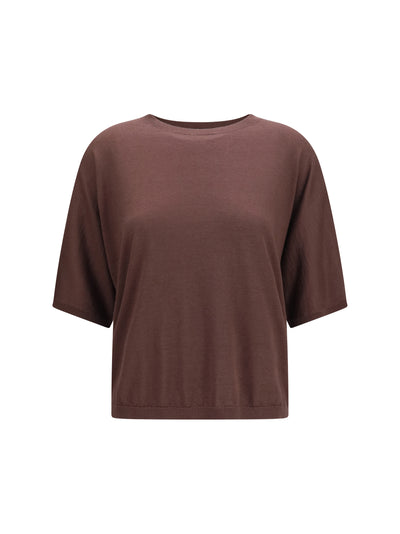 short-sleeve cashmere and silk sweater