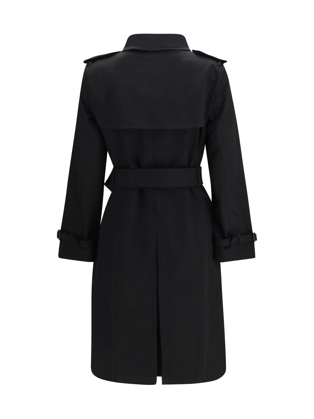 BURBERRY 6 long gabardine trench coat with check collar