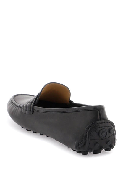 embossed logo loafers