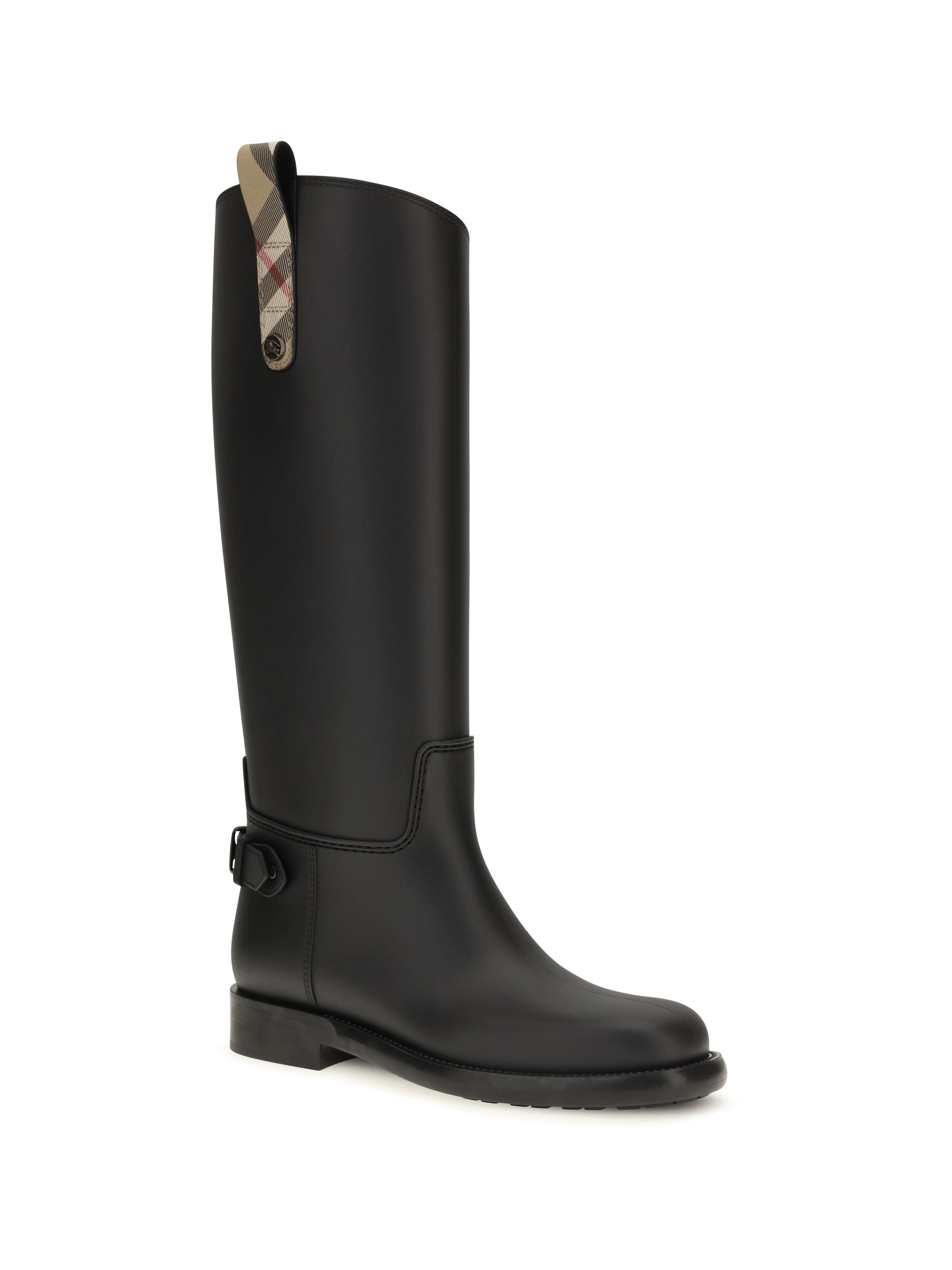cavalier check detail knee-high boots