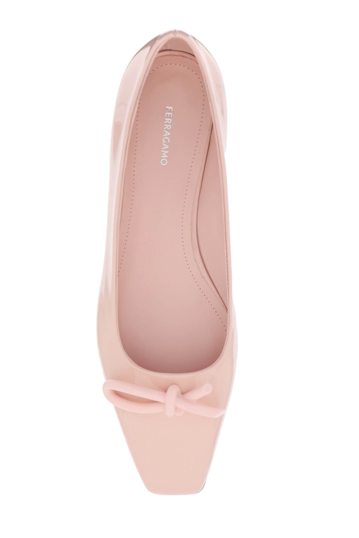 patent leather ballet flats with asymmetrical bow