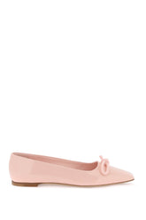 patent leather ballet flats with asymmetrical bow