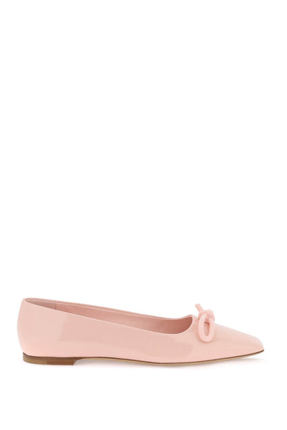 patent leather ballet flats with asymmetrical bow