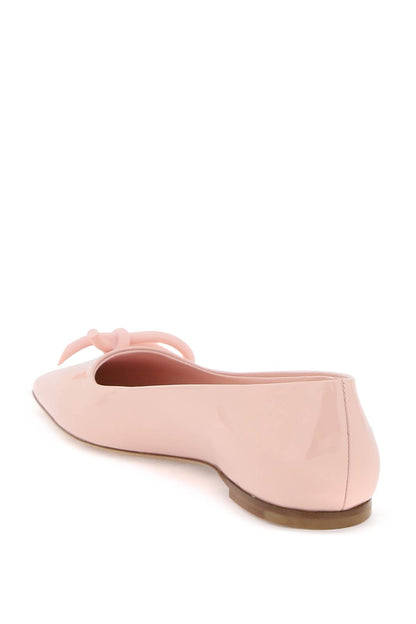 patent leather ballet flats with asymmetrical bow