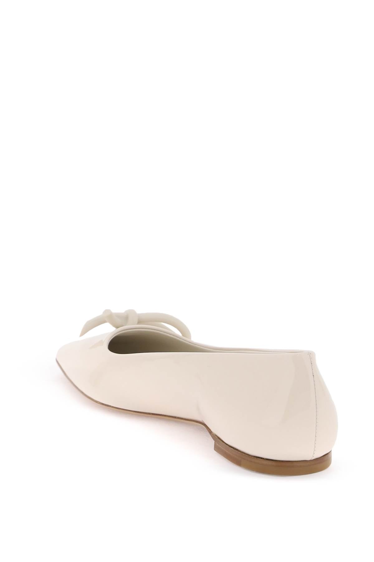 patent leather ballet flats with asymmetrical bow