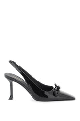 asymmetric slingback pumps with bow