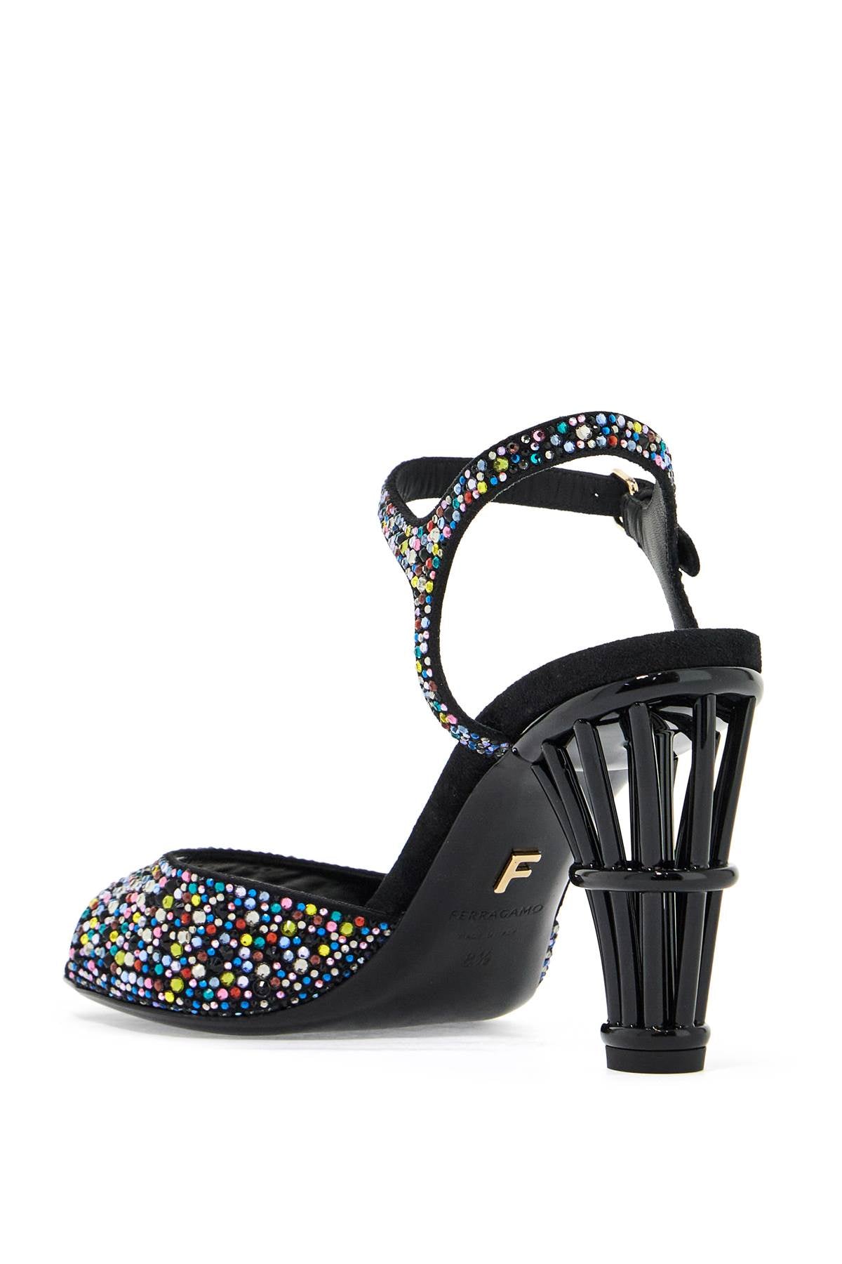 cage and crystal high heel sandals.