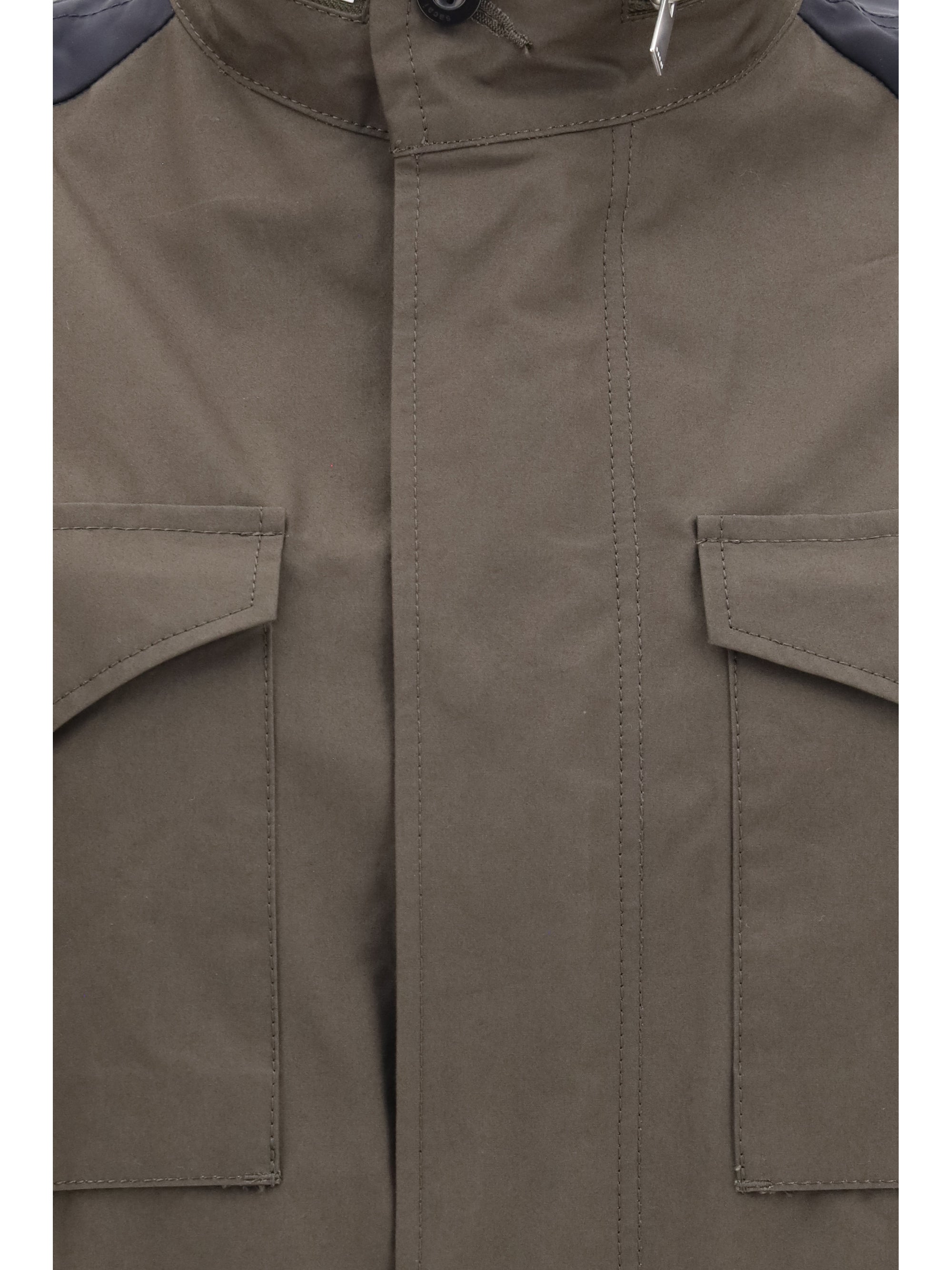 nylon and cotton jacket with three-quarter sleeves