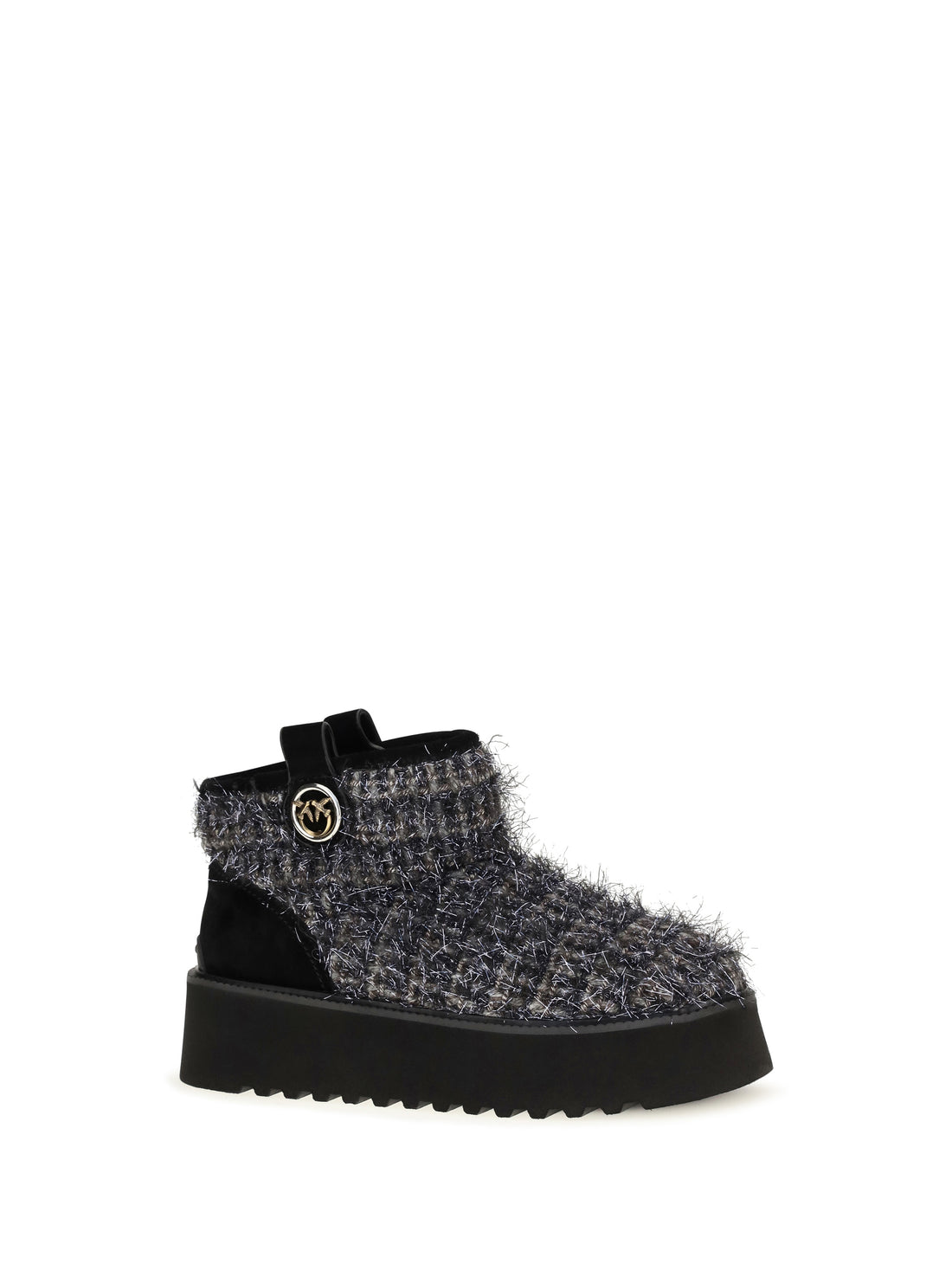 PINKO 36 tweed and lurex ankle boots