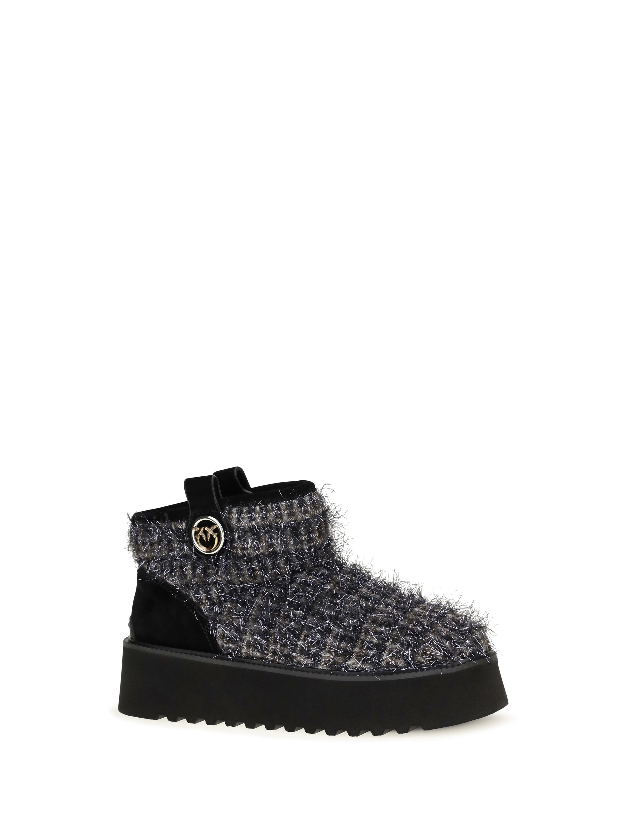 tweed and lurex ankle boots