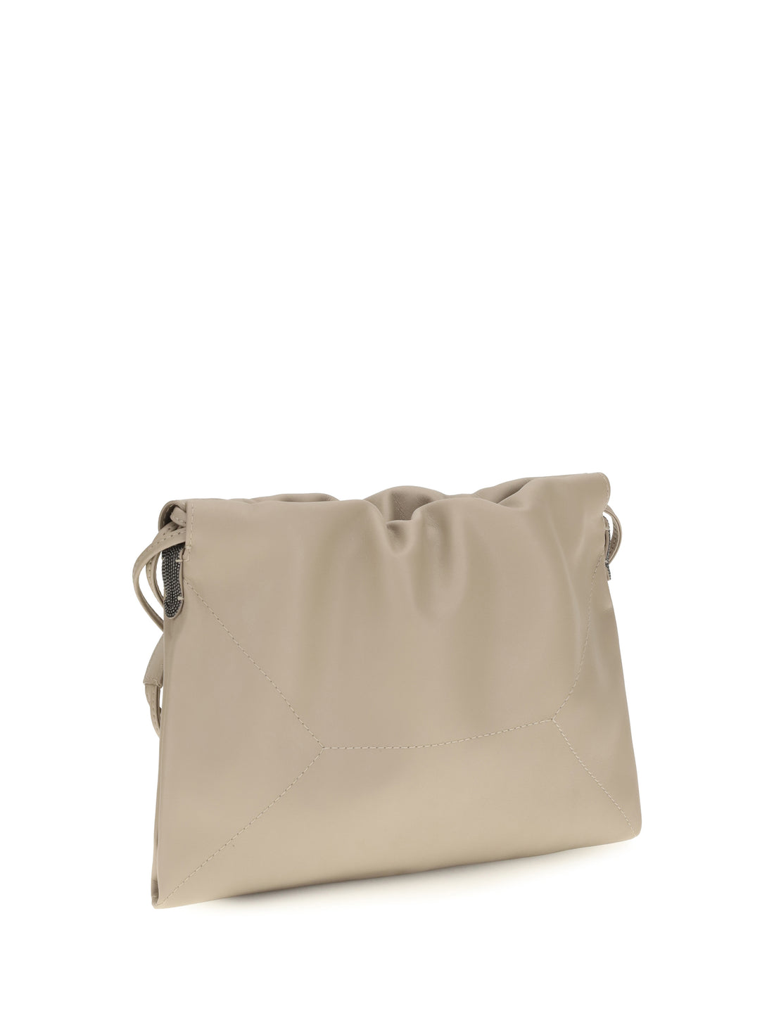 BRUNELLO CUCINELLI OS leather pouch with monili
