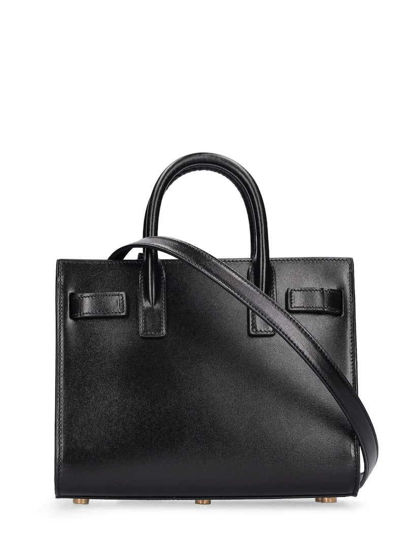 Sac De Jour Nano Black Leather Tote