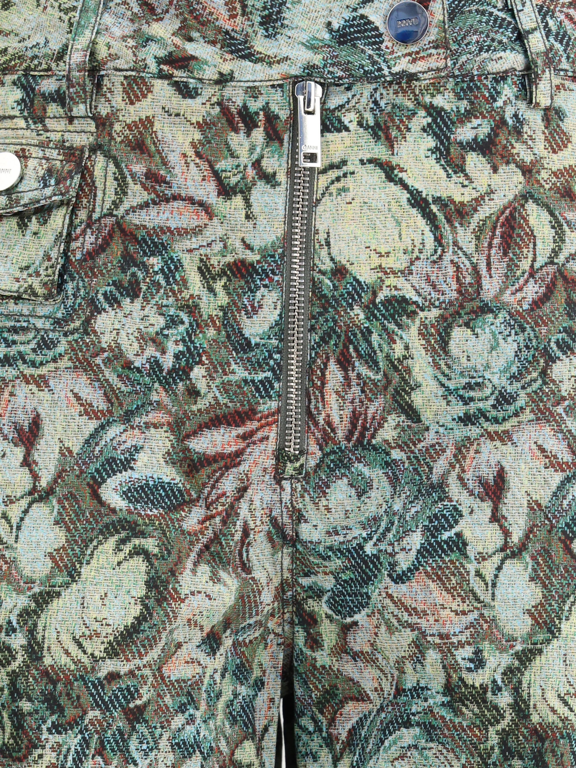 GANNI 36 printed stretched cotton pants 