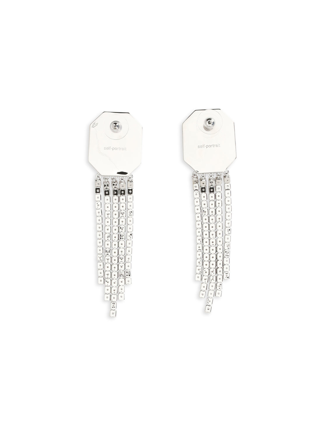 SELF-PORTRAIT OS silver crystal drop earrings