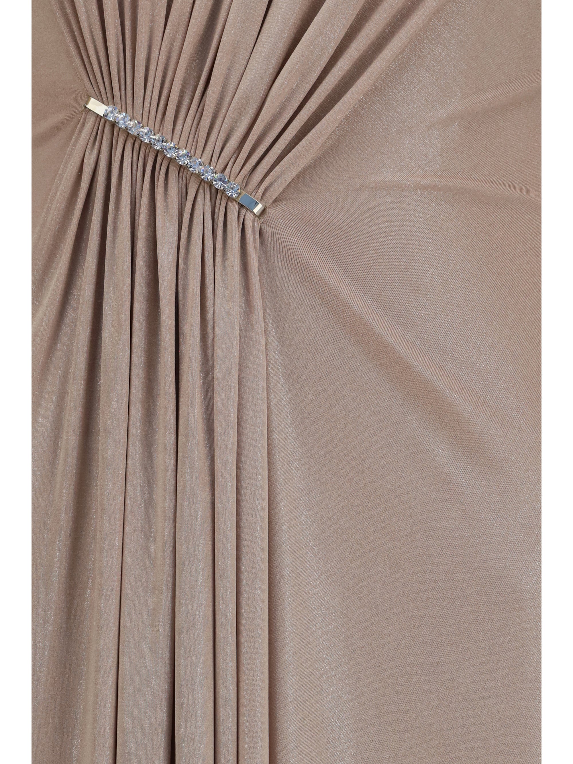long chiffon dress with crystal detail