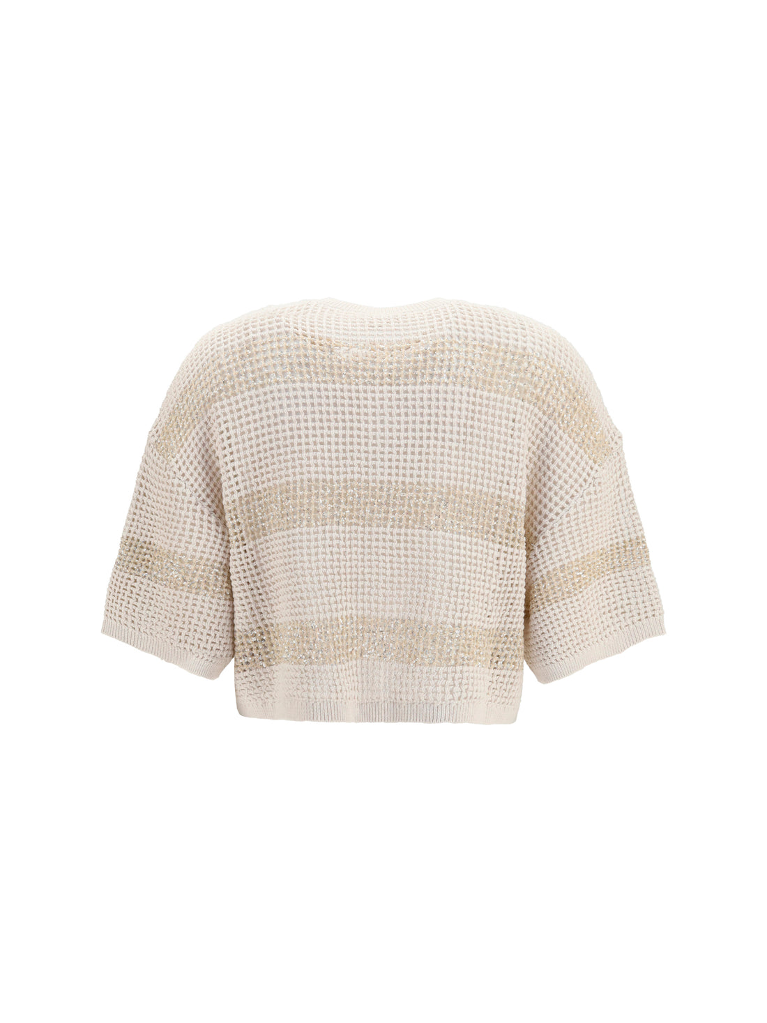 BRUNELLO CUCINELLI M striped openwork cotton cardigan 