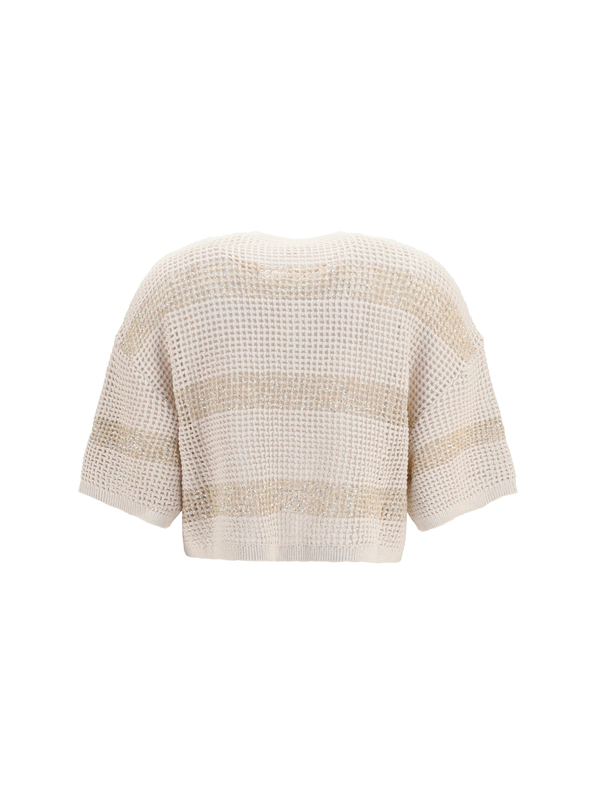 striped openwork cotton cardigan
