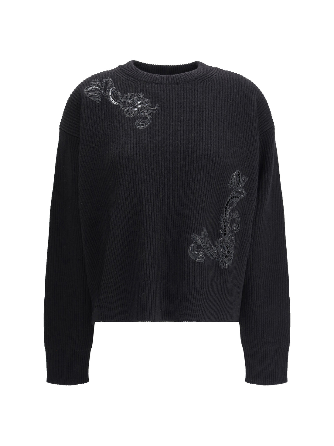 VERSACE 38 barocco leaf embroidered sweater